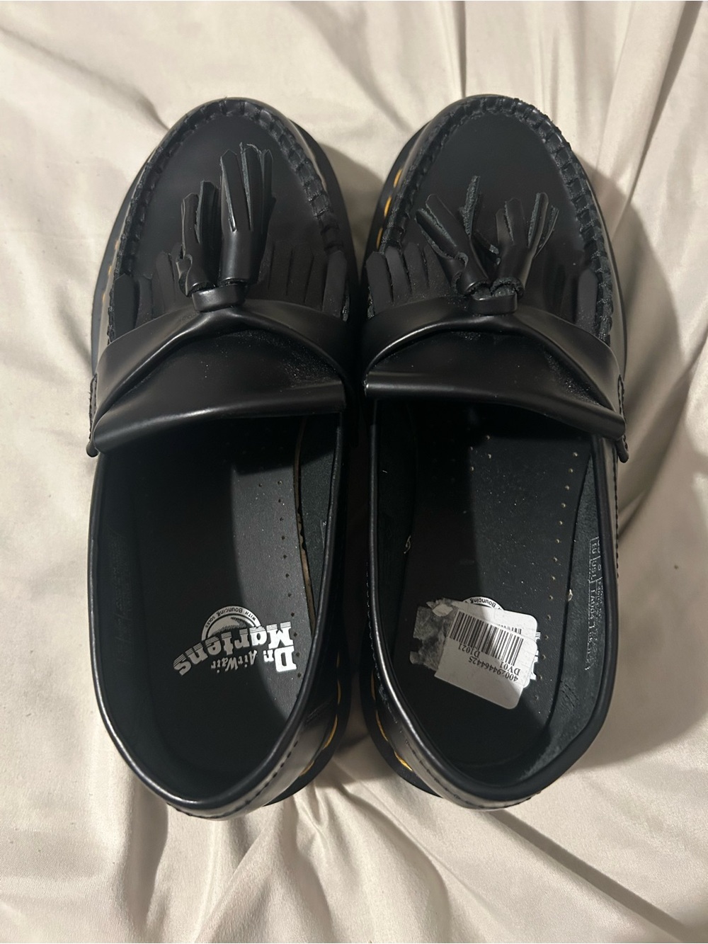 Dr. Martens Kids Black Tassel Loafers with Signature Stitch